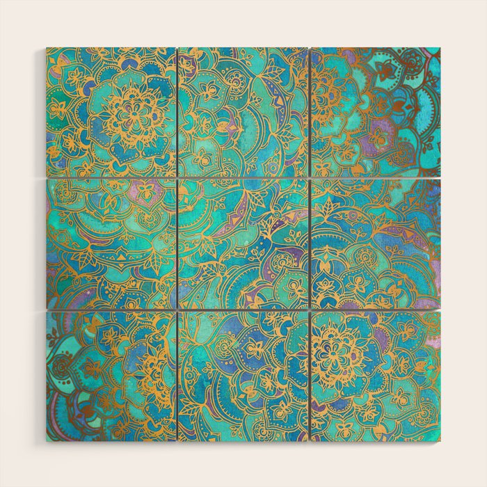 Sapphire & Jade Stained Glass Mandalas Wood Wall Art Gallery Image 1