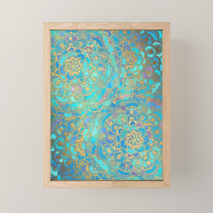 Sapphire & Jade Stained Glass Mandalas Mini Art Print Gallery Image 1