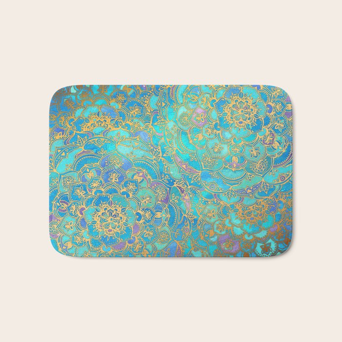 Sapphire & Jade Stained Glass Mandalas Bath Mat Gallery Image 1