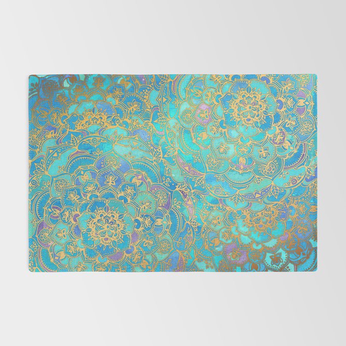Sapphire & Jade Stained Glass Mandalas Rug Gallery Image 2
