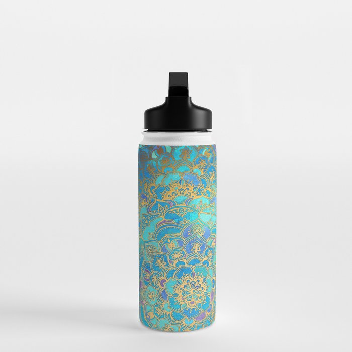 Sapphire & Jade Stained Glass Mandalas Water Bottle Gallery Image 3