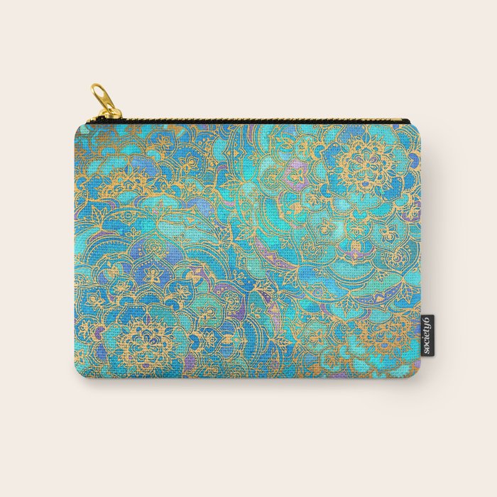Sapphire & Jade Stained Glass Mandalas Carry All Pouch Gallery Image 1