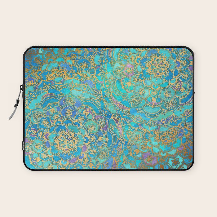 Sapphire & Jade Stained Glass Mandalas Laptop Sleeve Gallery Image 1