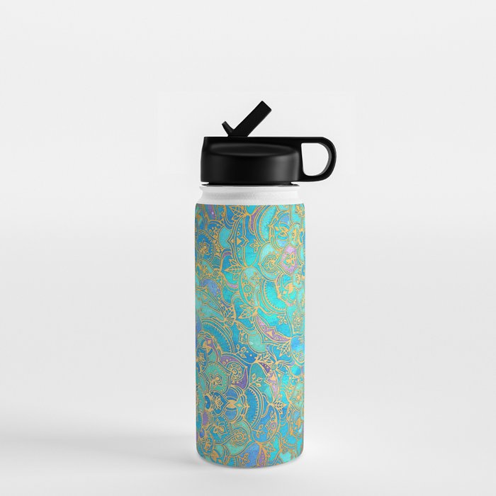Sapphire & Jade Stained Glass Mandalas Water Bottle Gallery Image 1
