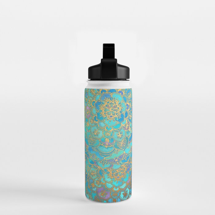 Sapphire & Jade Stained Glass Mandalas Water Bottle Gallery Image 2