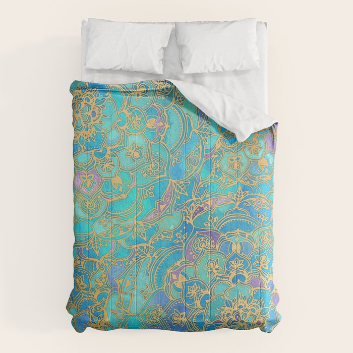 Sapphire & Jade Stained Glass Mandalas Comforter Gallery Image 6