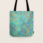 Sapphire & Jade Stained Glass Mandalas Tote Bag Gallery Image 1