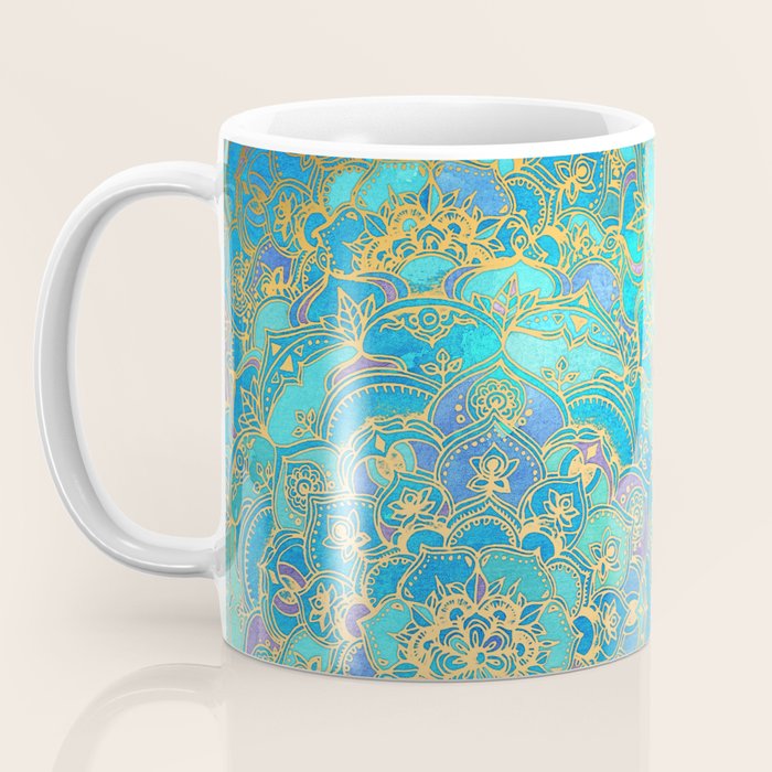 Sapphire & Jade Stained Glass Mandalas Coffee Mug Gallery Image 3