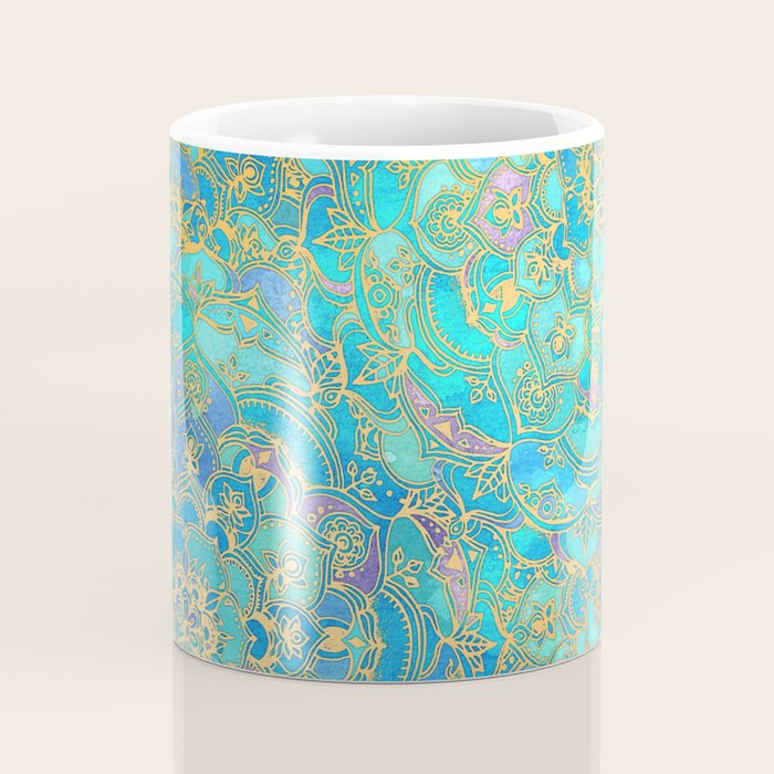 Sapphire & Jade Stained Glass Mandalas Coffee Mug Gallery Image 4