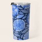 Folk Floral Blossoms in Midnight Blue Travel Mug Gallery Image 3