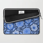 Folk Floral Blossoms in Midnight Blue Laptop Sleeve Gallery Image 2