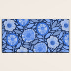 Folk Floral Blossoms in Midnight Blue Desk Mat Gallery Image 3