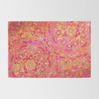Hot Pink and Gold Baroque Floral Pattern Rug Gallery Image 2