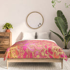 Hot Pink and Gold Baroque Floral Pattern Comforter Gallery Image 3