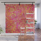 Hot Pink and Gold Baroque Floral Pattern Wall Mural Gallery Image 1