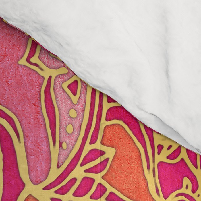 Hot Pink and Gold Baroque Floral Pattern Comforter Gallery Image 4