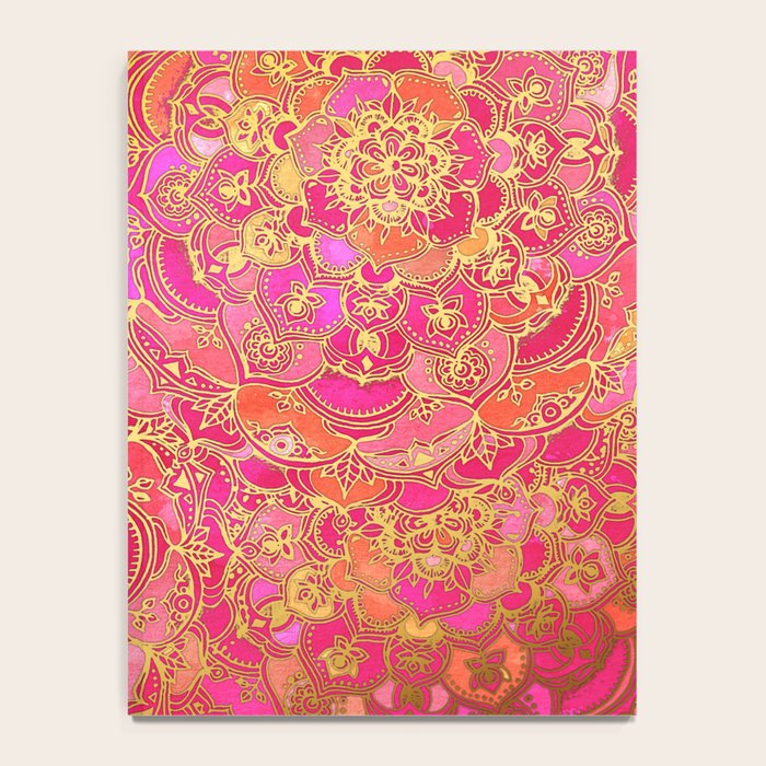 Hot Pink and Gold Baroque Floral Pattern Notebook Gallery Image 4
