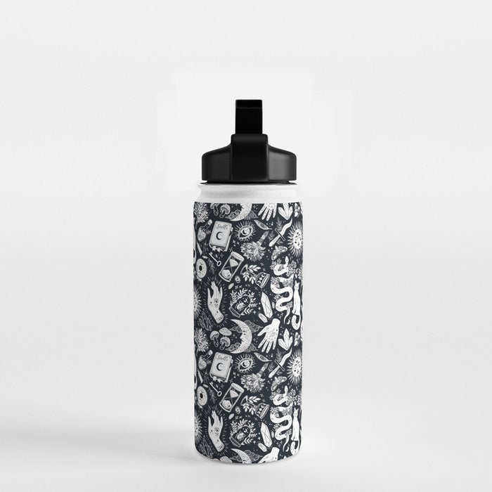 Witchy Things In Black And White Water Bottle Gallery Image 2