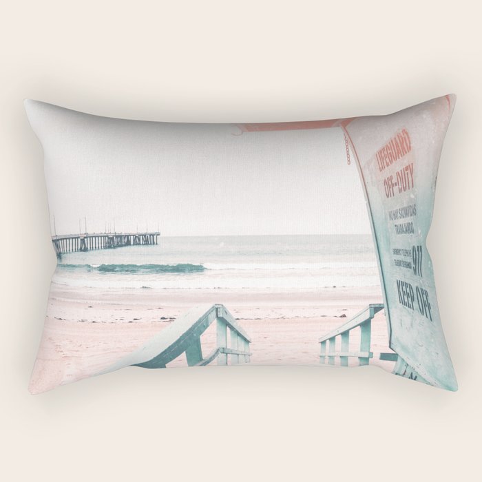 Lifeguard Tower California Beach Life Rectangular Pillow Gallery Image 1