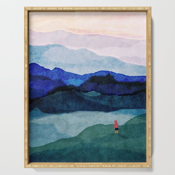 Morning walk and yellow boots Serving Tray Gallery Image 1