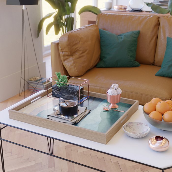 Morning walk and yellow boots Serving Tray Gallery Image 2