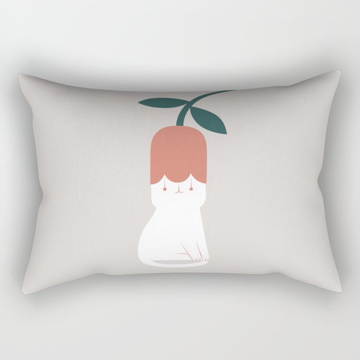 Cat and Plants: Flower Fragrance  Rectangular Pillow Gallery Image 2