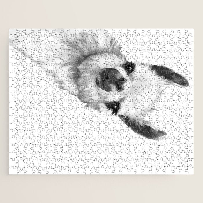 Sneaky Llama Black and White Jigsaw Puzzle