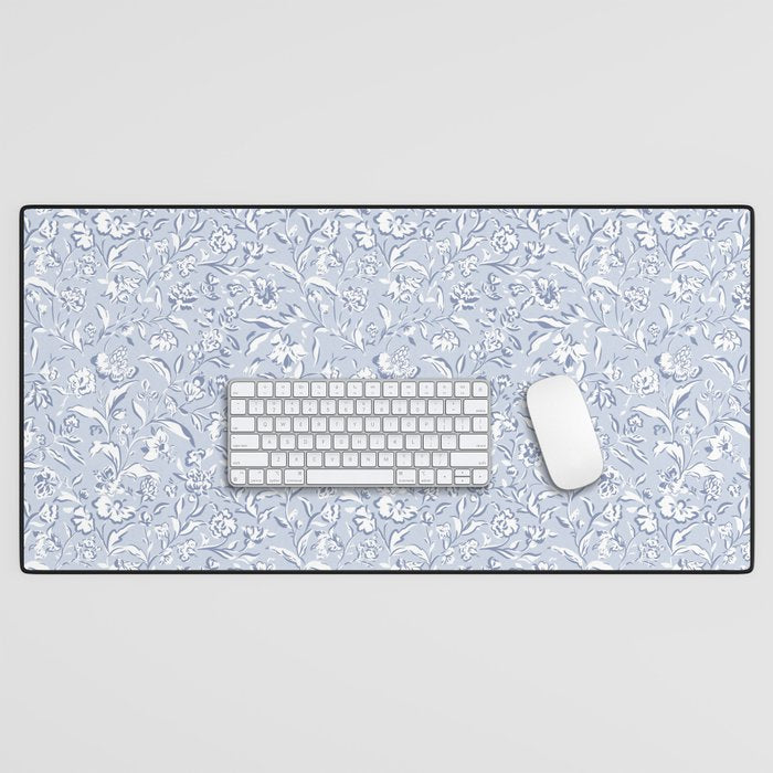 Painterly Florals - Light Blue Desk Mat Gallery Image 1