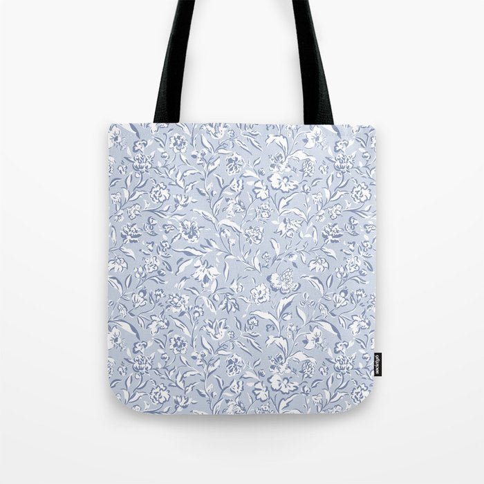 Painterly Florals - Light Blue Tote Bag Gallery Image 1