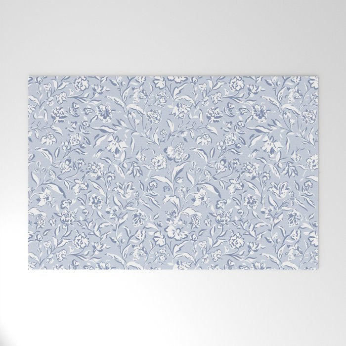Painterly Florals - Light Blue Welcome Mat Gallery Image 1