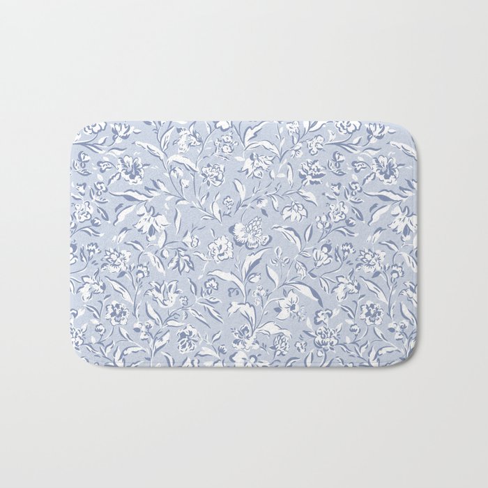 Painterly Florals - Light Blue Bath Mat Gallery Image 1