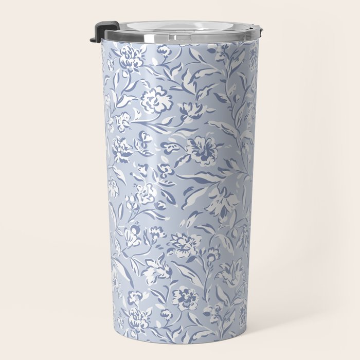 Painterly Florals - Light Blue Travel Mug Gallery Image 3