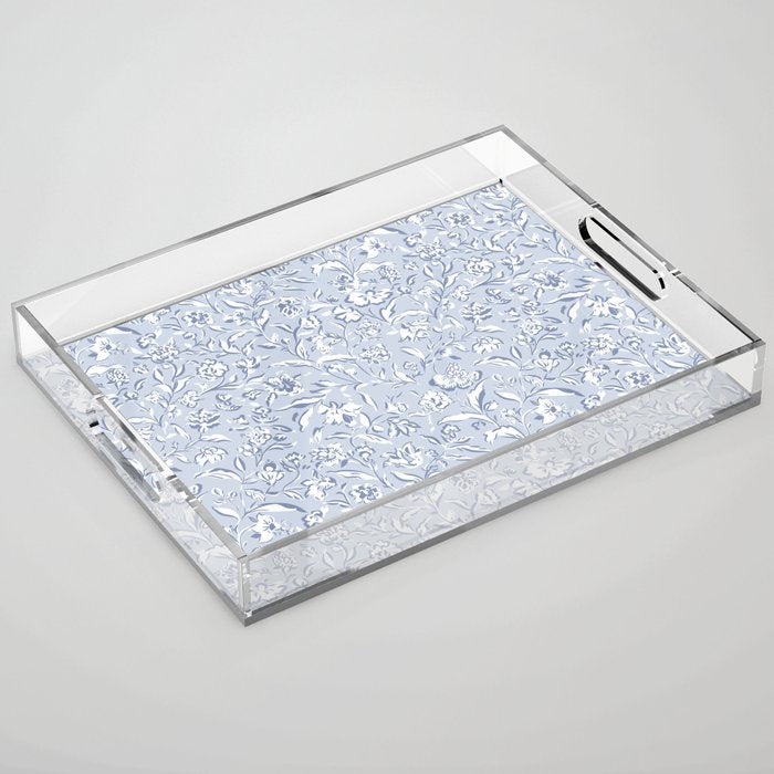 Painterly Florals - Light Blue Acrylic Tray Gallery Image 1