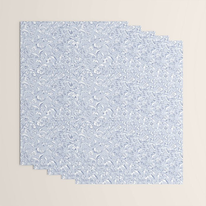 Painterly Florals - Light Blue Wrapping Paper Gallery Image 3