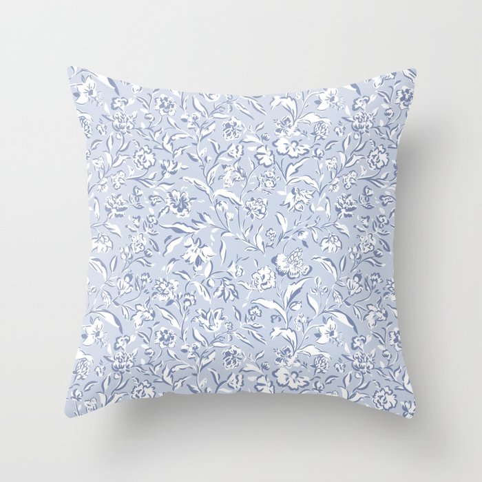 Painterly Florals - Light Blue Throw Pillow Gallery Image 6