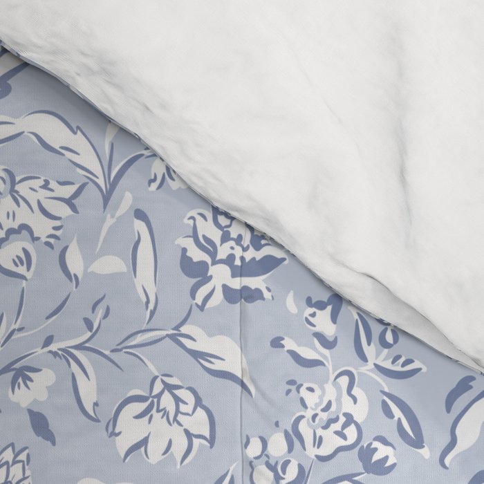 Painterly Florals - Light Blue Comforter Gallery Image 4