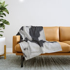 Black Cowhide, Cow Skin Print Pattern, Modern Cowhide Faux Leather Throw Blanket Gallery Image 1