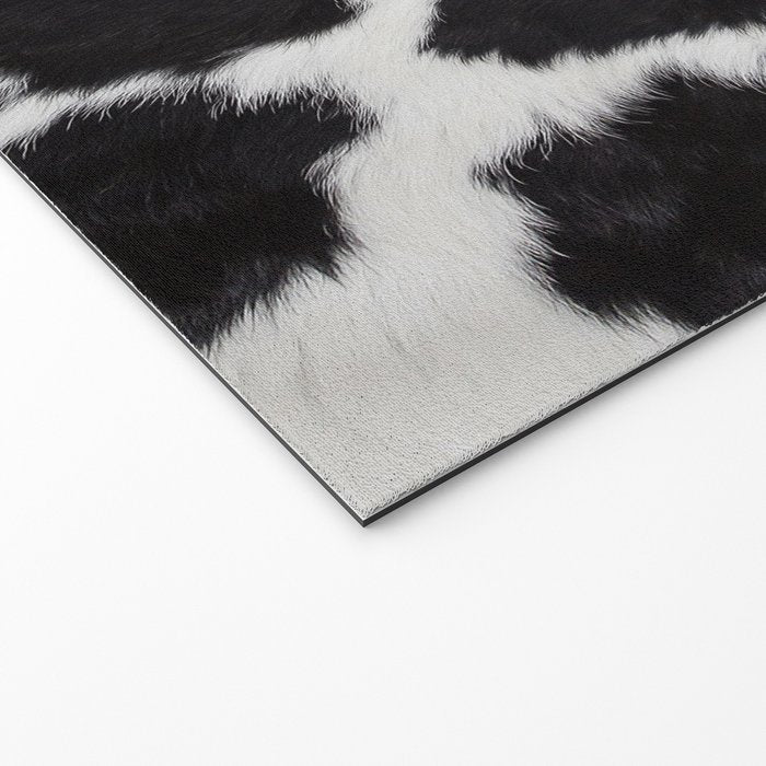 Black Cowhide, Cow Skin Print Pattern, Modern Cowhide Faux Leather Welcome Mat Gallery Image 2