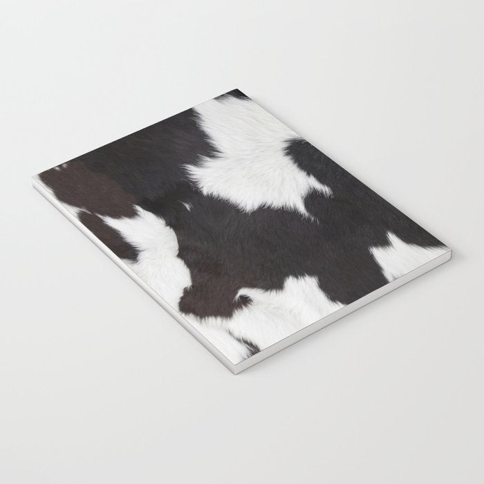 Black Cowhide, Cow Skin Print Pattern, Modern Cowhide Faux Leather Notebook Gallery Image 3