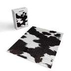 Black Cowhide, Cow Skin Print Pattern, Modern Cowhide Faux Leather Jigsaw Puzzle Gallery Image 2