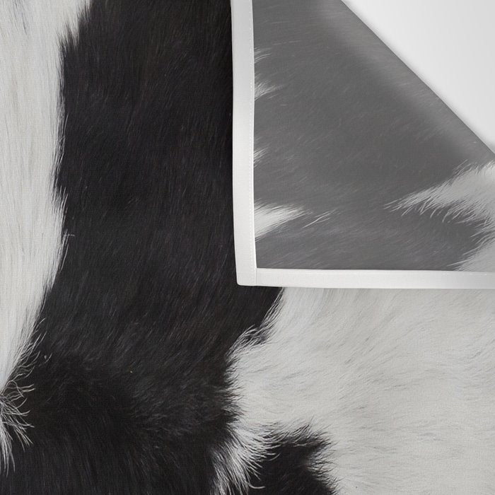Black Cowhide, Cow Skin Print Pattern, Modern Cowhide Faux Leather Wall Tapestry Gallery Image 3