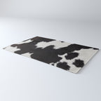Black Cowhide, Cow Skin Print Pattern, Modern Cowhide Faux Leather Rug Gallery Image 3