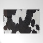Black Cowhide, Cow Skin Print Pattern, Modern Cowhide Faux Leather Welcome Mat Gallery Image 1