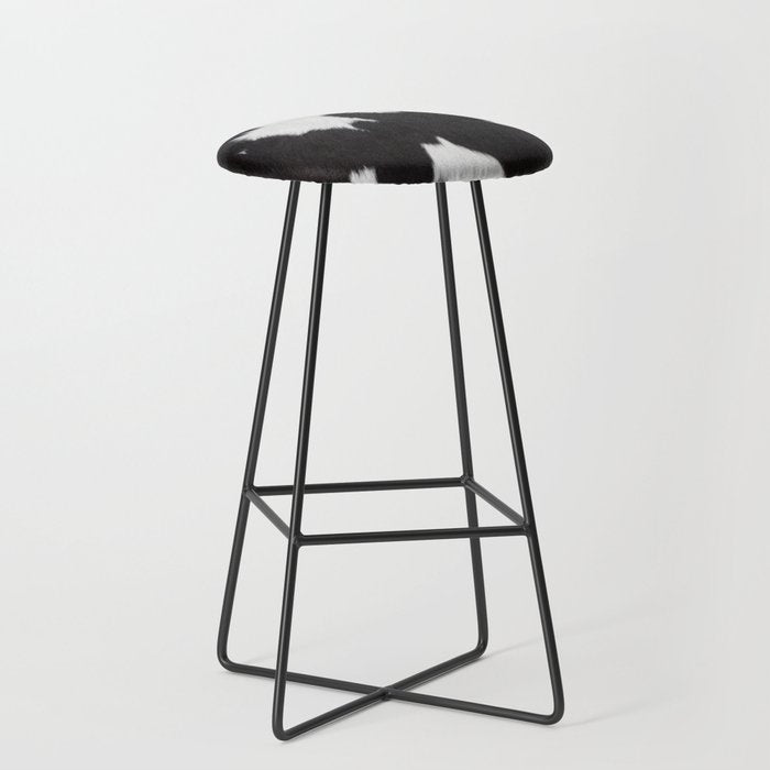Black Cowhide, Cow Skin Print Pattern, Modern Cowhide Faux Leather Stool Gallery Image 1