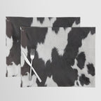 Black Cowhide, Cow Skin Print Pattern, Modern Cowhide Faux Leather Placemat Gallery Image 1