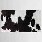 Black Cowhide, Cow Skin Print Pattern, Modern Cowhide Faux Leather Tablecloth Gallery Image 2
