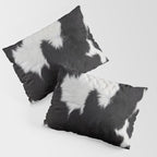 Black Cowhide, Cow Skin Print Pattern, Modern Cowhide Faux Leather Pillow Sham Gallery Image 3