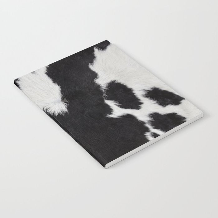 Black Cowhide, Cow Skin Print Pattern, Modern Cowhide Faux Leather Notebook Gallery Image 2