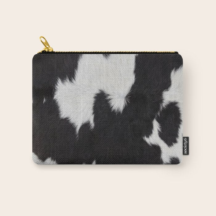 Black Cowhide, Cow Skin Print Pattern, Modern Cowhide Faux Leather Carry All Pouch Gallery Image 1