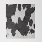 Black Cowhide, Cow Skin Print Pattern, Modern Cowhide Faux Leather Throw Blanket Gallery Image 2